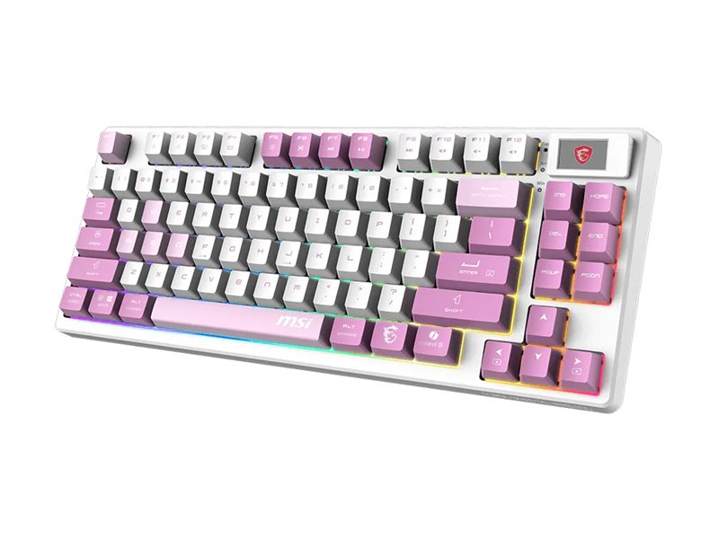 MSI FORGE GK600 keyboard hot-swappable TKL QWERTY US violet Input Product shot Right-angle 79550