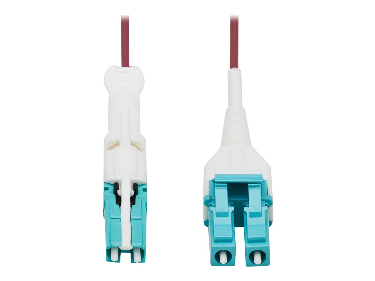 Tripp Lite 400G Duplex Multimode 50/125 OM4 Fiber Optic Cable (CS-PC/LC-PC), Round LSZH Jacket, Magenta, 1 m