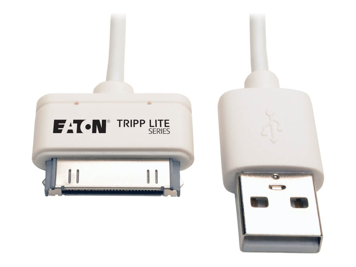Tripp Lite 3ft USB/Sync Charge Cable 30-Pin Dock Connector for Apple White 3'