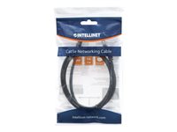 Intellinet Network Patch Cable, Cat5e, 1m, Black, CCA, U/UTP, PVC, RJ45, Gold Plated Contacts, Snagless, Booted, Lifetime War