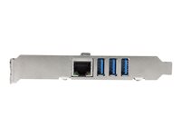 Startech 3 Port PCI Express USB 3.0 Card + Gigabit Ethernet - Fits Standard & Low-Profile PCs - UASP Supported - Optional SAT
