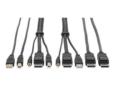 Eaton Tripp Lite Series DisplayPort KVM Cable Kit 4K USB 3.5mm 3xM/3xM USB MM DP MM 10ft