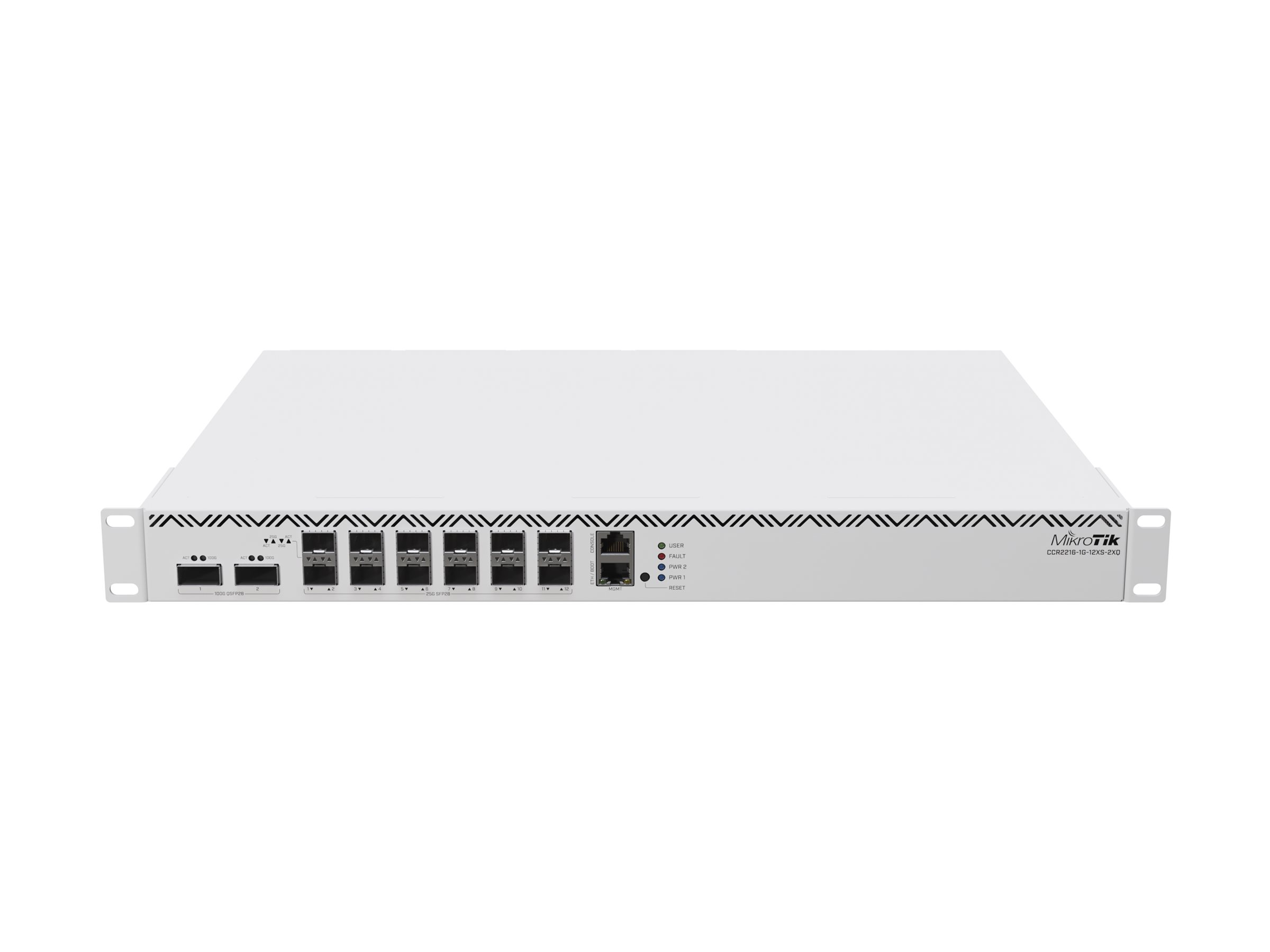 MikroTik Cloud Core Router CCR2216-1G-12XS-2XQ router desktop Product shot Front 79950
