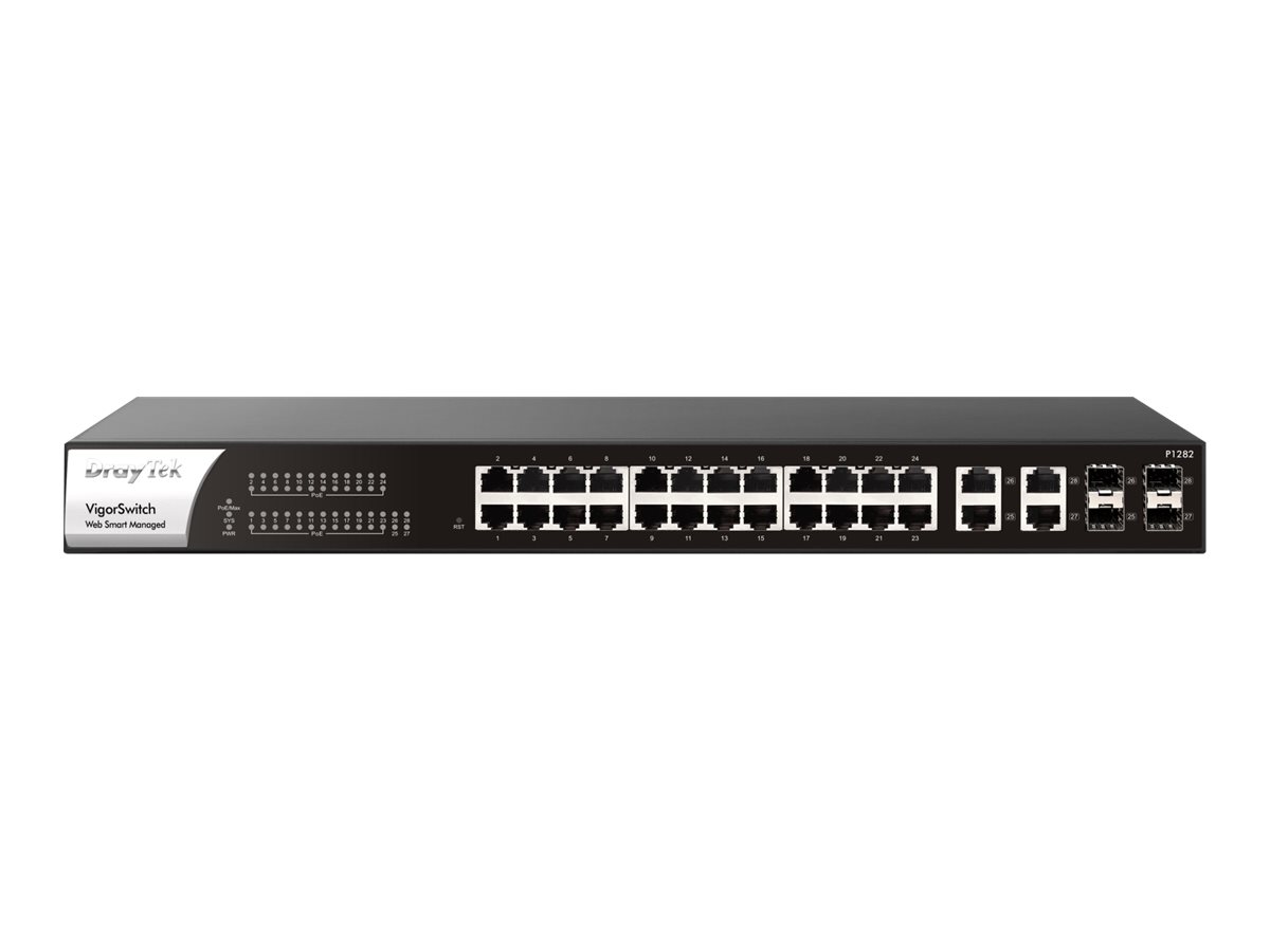 An image of Draytek VigorSwitch P1282 - switch - 28 ports - smart - rack-mountable