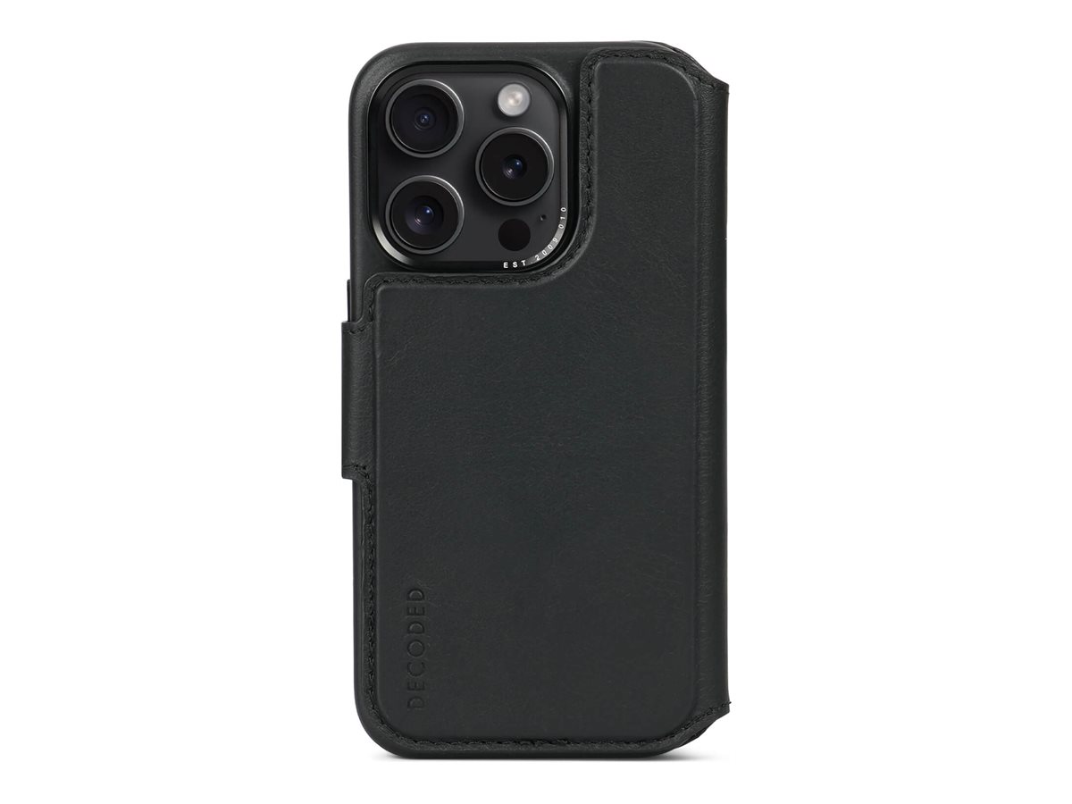 Decoded Core Collection Leather Flip Cover for iPhone 15 Pro - Black