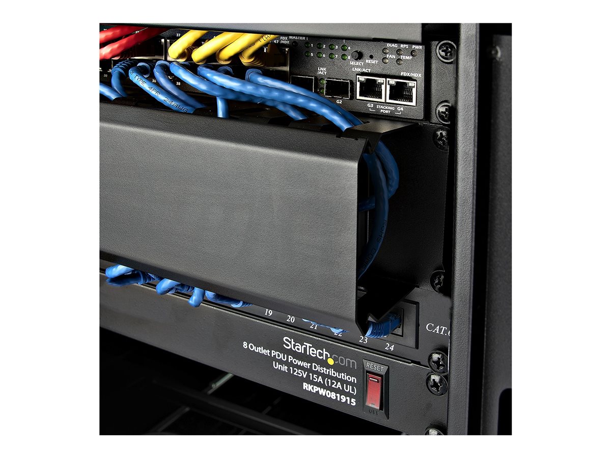 StarTech.com Horizontal 2U Server Rack Cable Management Finger Duct w/ Cover - 19" Network Rack Wire Duct Raceway Panel - Slotted Wire Duct (CMDUCT2U) - stojanový panel pro uspořádání kabelů - 2U – foto 8
