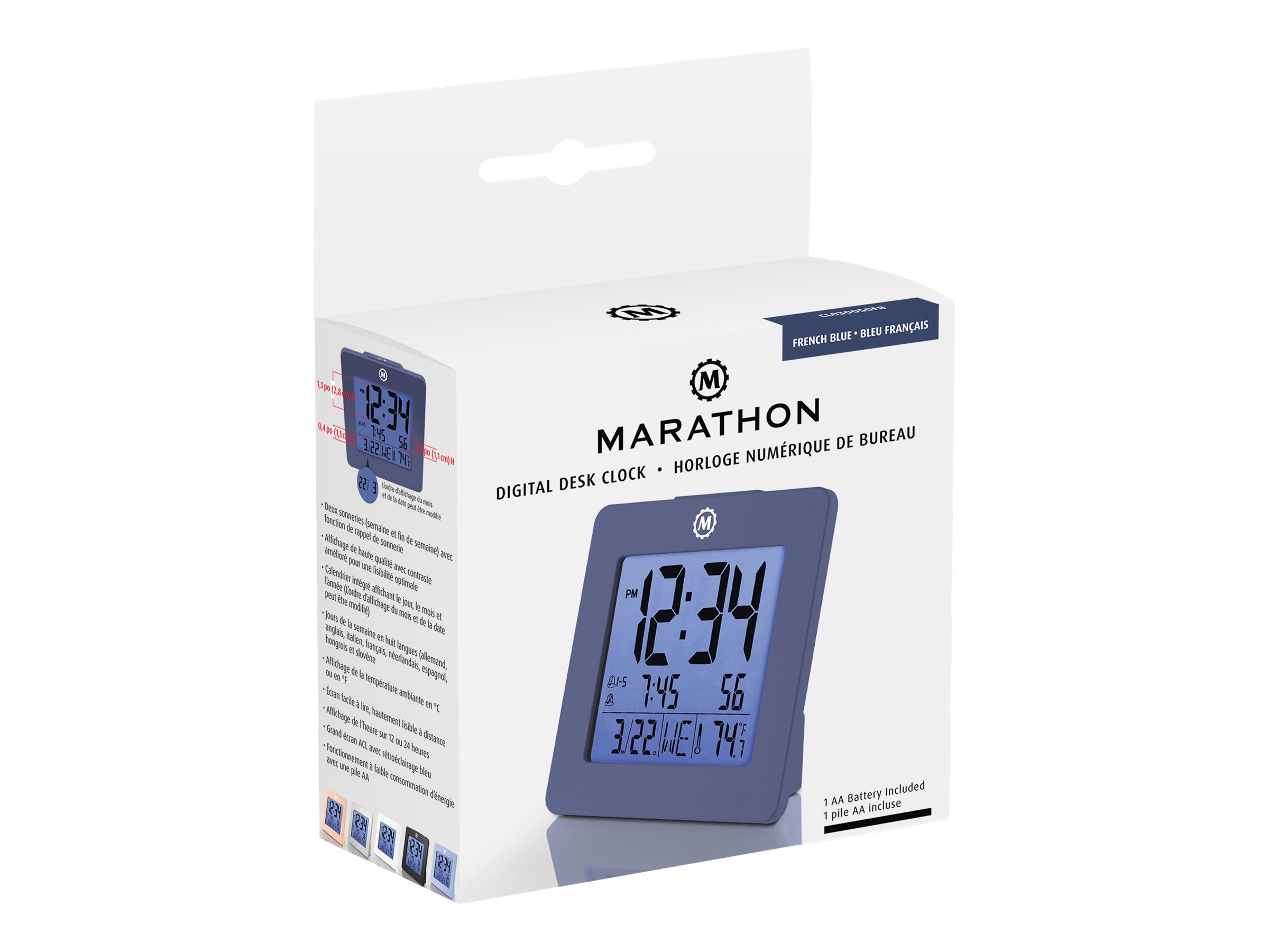 Marathon Digital Desk Clock - French Blue - CL030050FB