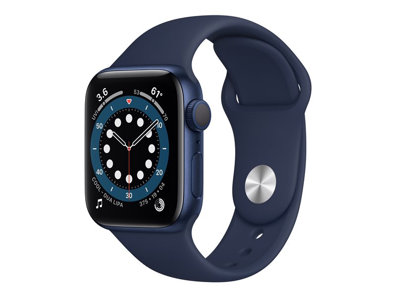 Apple Watch Series 6 (GPS) - blå aluminium - smart klocka med sportband - djup marin - 32 GB