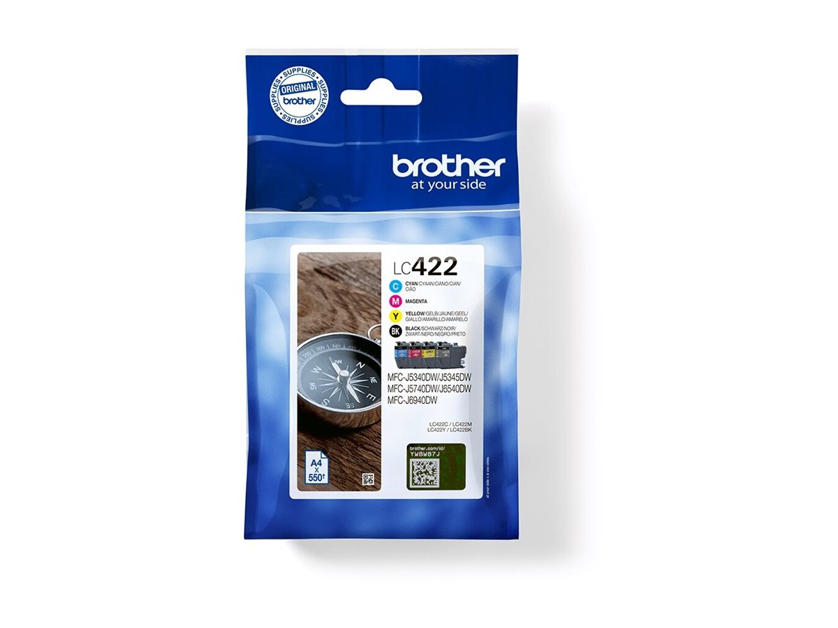 Brother LC422 Value Pack - 4-pack - black, cyan, magenta, yellow - original - ink cartridge