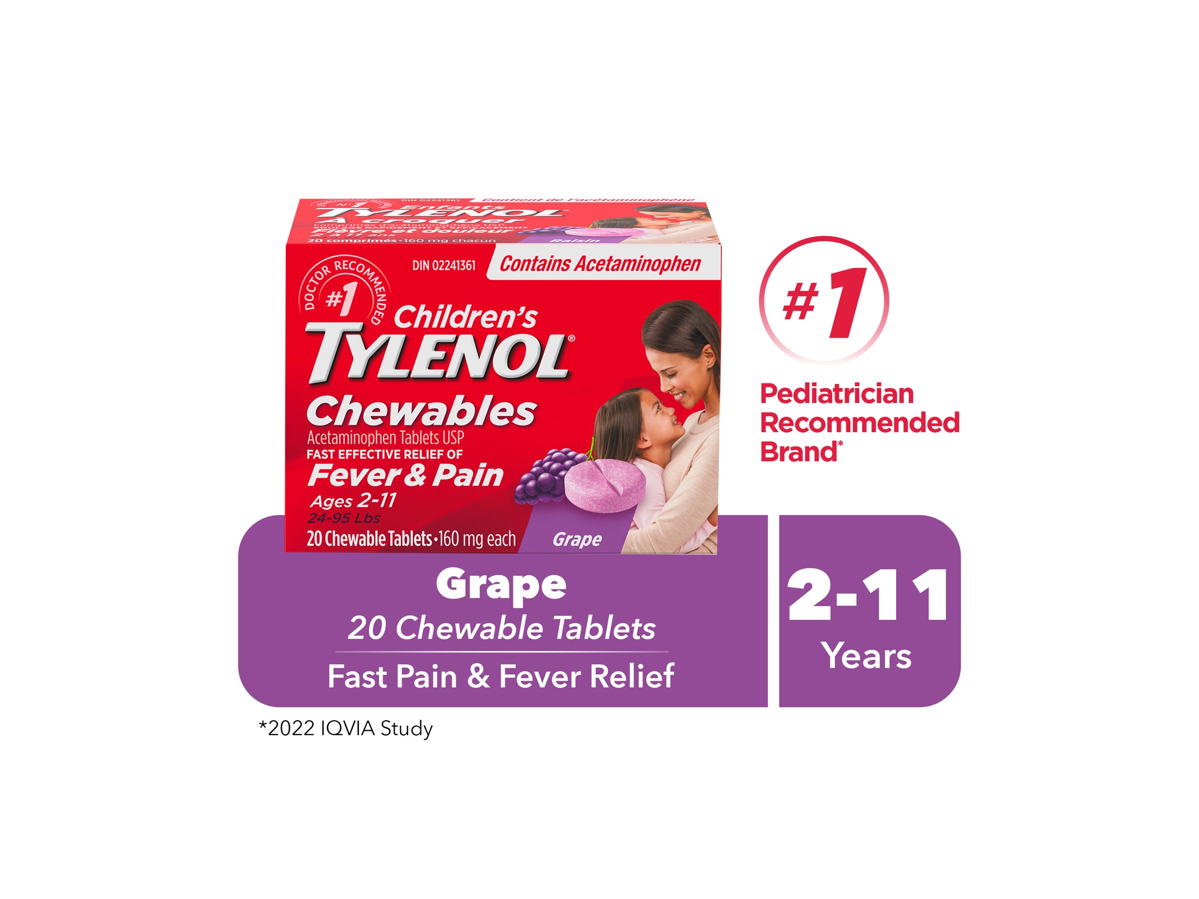 TYLENOL CHILD'S CHEW GRAPE 20'S