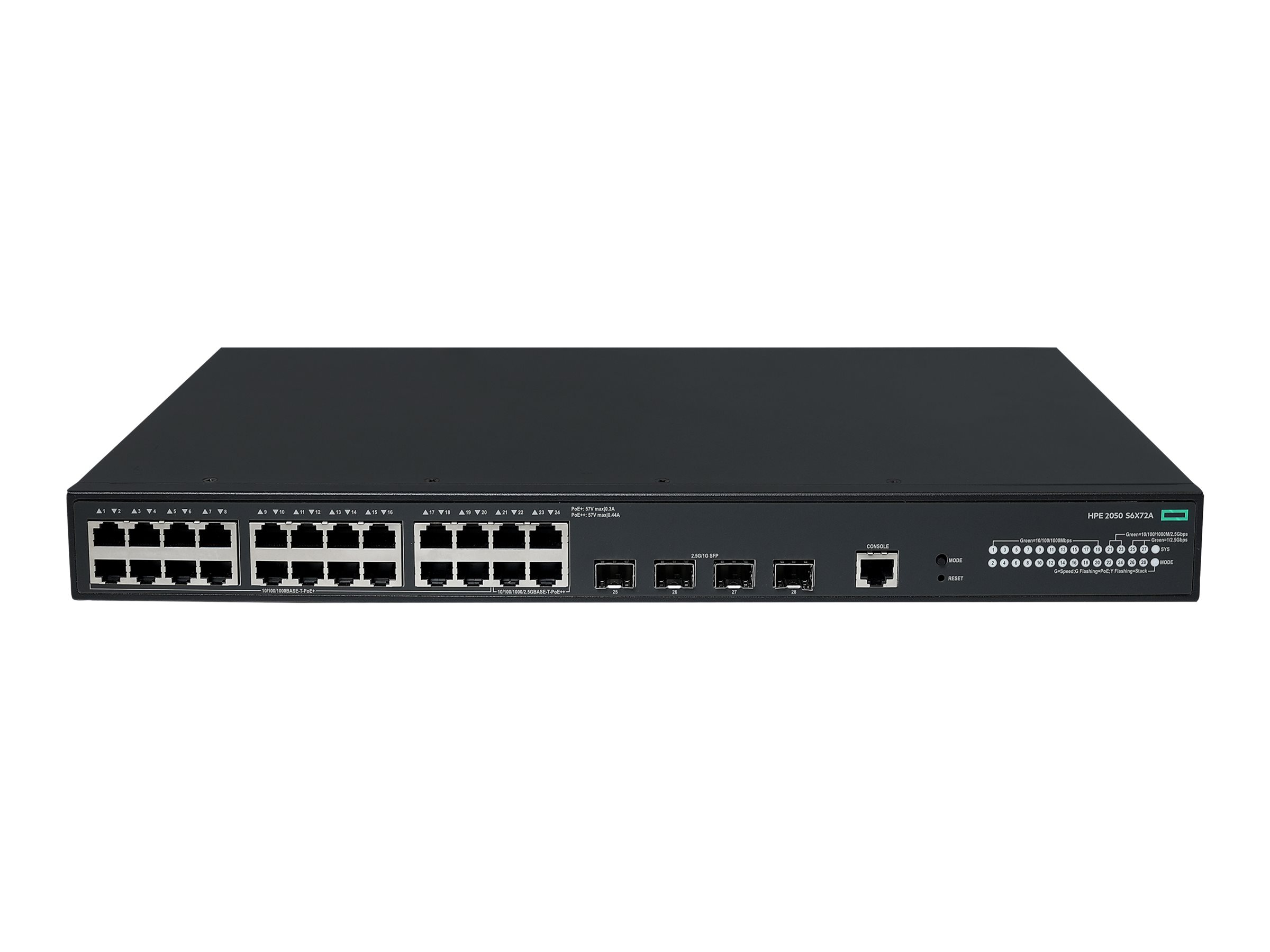 HPE Networking CW 2050 Switch, 24G, 4 SFP 2.5G Ports, PoE+ 420W, ACL, QoS, VLAN, Web GUI, CLI