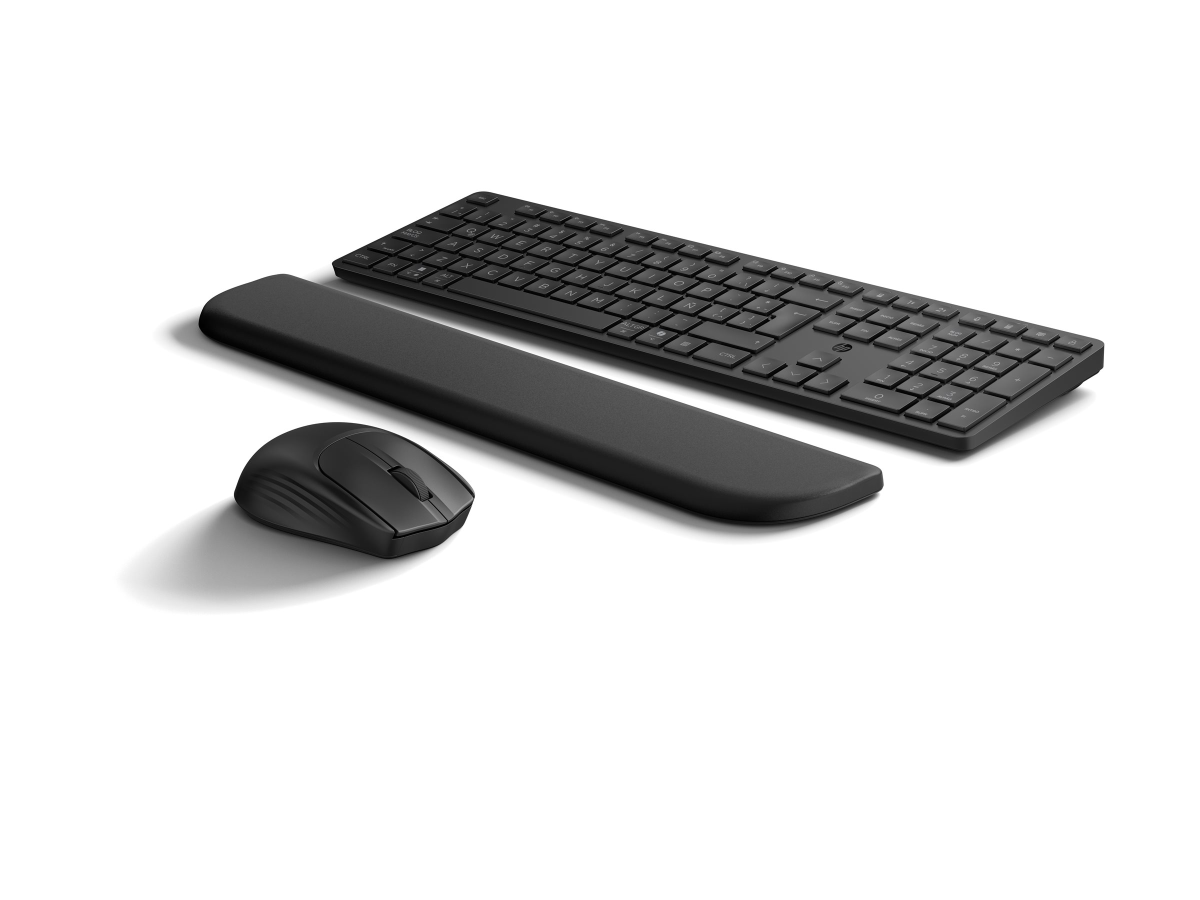 HP 585C keyboard and mouse set dual mode 3-zone layout multi-device low profile key travel Product shot Left-angle 79900