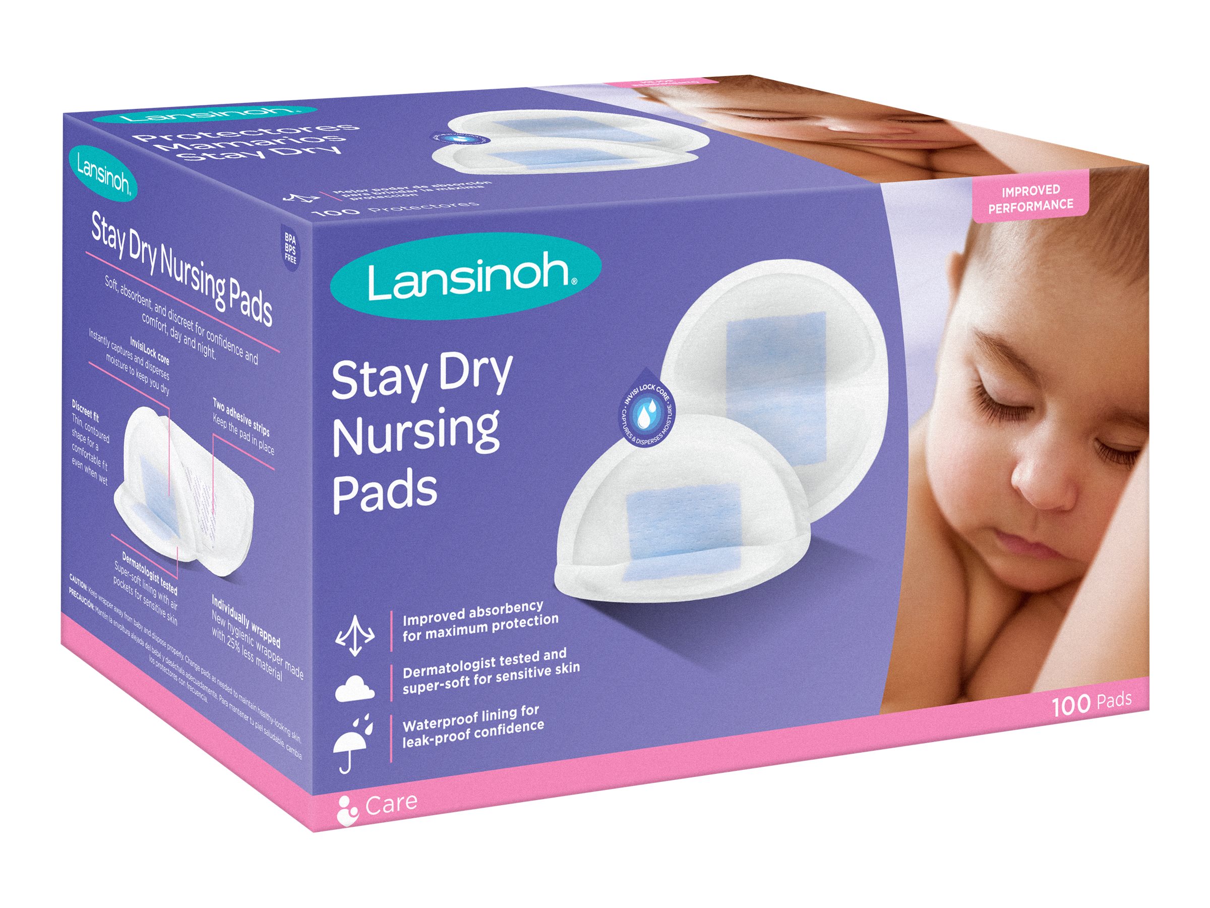  Lansinoh Stay Dry Disposable Nursing Pads, Soft and Super  Absorbent Breast Pads, Breastfeeding Essentials for Moms, 100 Count : Nursing  Bra Pads : Baby