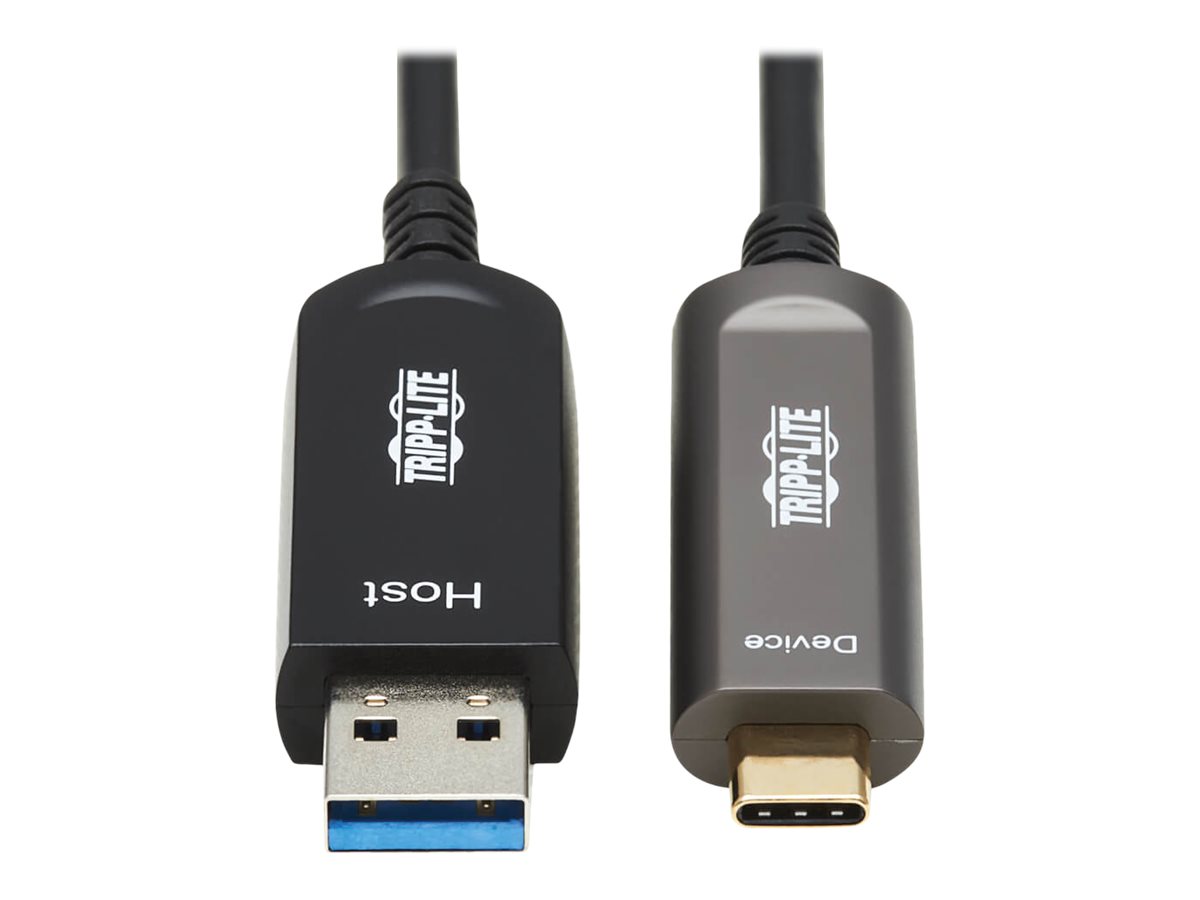 Tripp Lite USB-A to USB-C AOC Cable (M/M) - USB 3.2 Gen 2 Plenum-Rated Fiber Active Optical - Data Only, Black,...