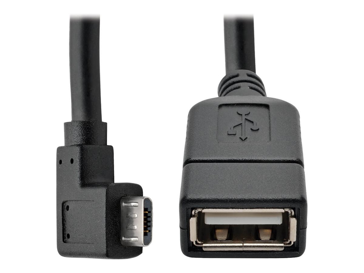 Tripp Lite 6" Micro USB-B to USB OTG Adapter Cable Right Angle White M/F