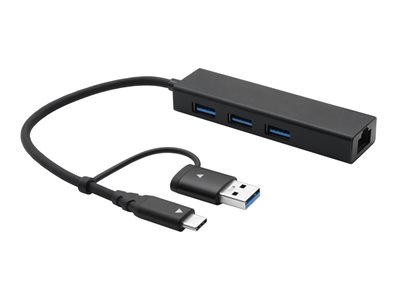 4XEM - Hub - 3 x USB 3.2 + 1 x 10/100/1000