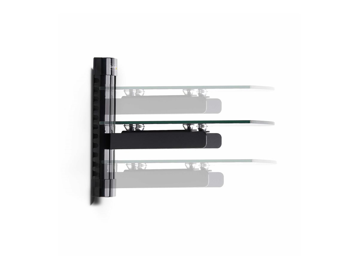 StarTech.com Floating Wall-Mounted AV Shelf, Adjustable Height Shelf For Under TV, Organize A/V Equipment On Black Tempered Glass Shelf police - pro komponenty audio/video - černá – foto 10