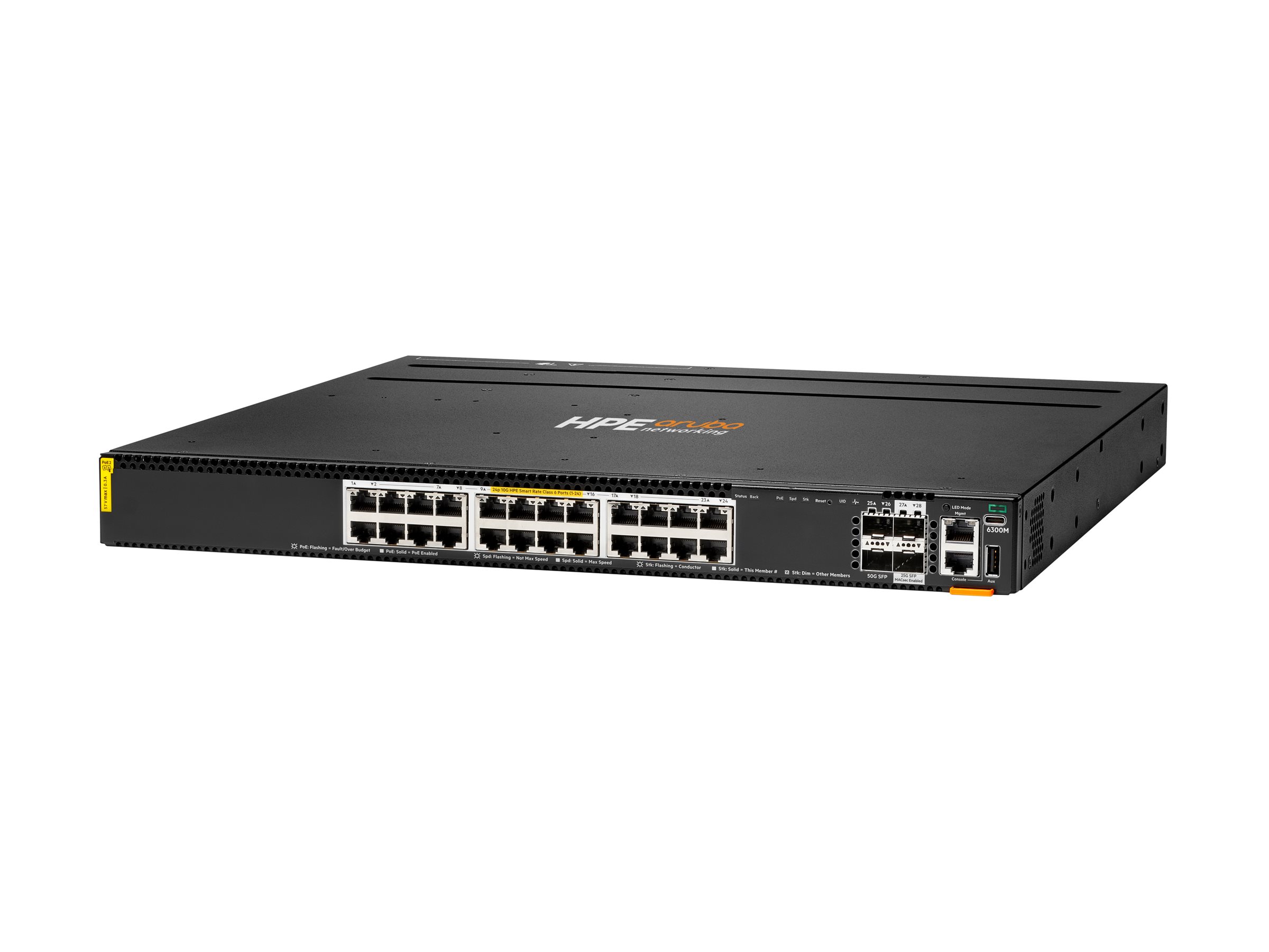 HPE Aruba Networking CX 6300M 24p Smart Rate 1G/2.5G/5G/10G Class6