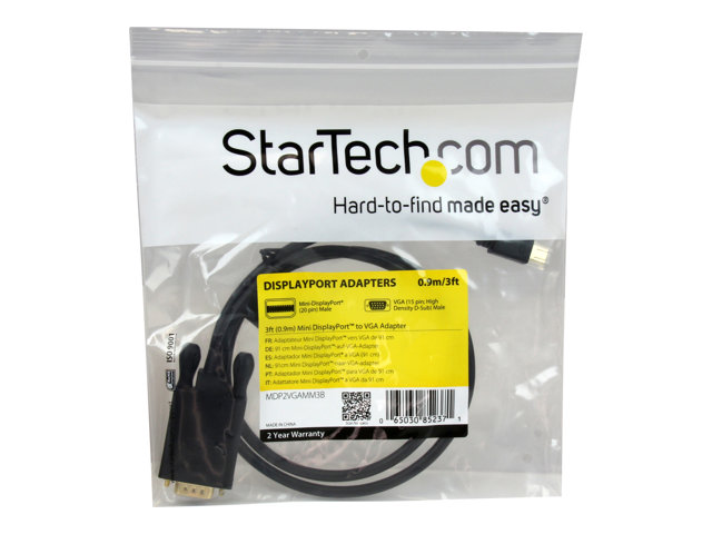 Image of StarTech.com 3 ft Mini DisplayPort to VGA Adapter Cable - mDP to VGA Video Converter - Mini DP to VGA Cable for Mac / PC 1920x1200 - Black (MDP2VGAMM3B) - video converter - black