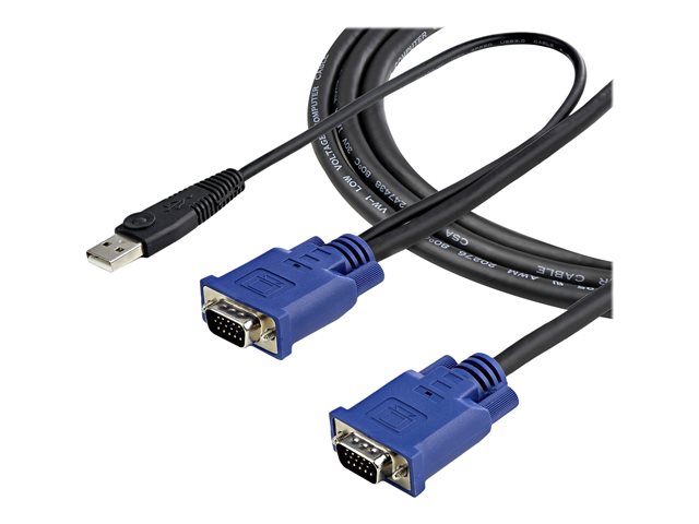 Image of StarTech.com 10 ft Ultra Thin USB VGA 2-in-1 KVM Cable - VGA KVM Cable - USB KVM Cable - KVM Switch Cable (SVECONUS10) - video / USB cable - 3.05 m