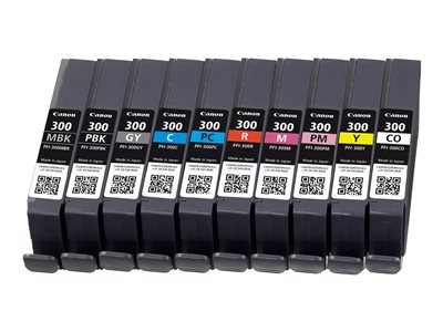 Canon PFI-MBK/PBK/CO/GY/R/C/M/Y/PC/PM 10 Ink Cartridge Multipack - 10-pack  - grey, yellow, cyan, magenta, red, matte black, photo black, photo cyan, 