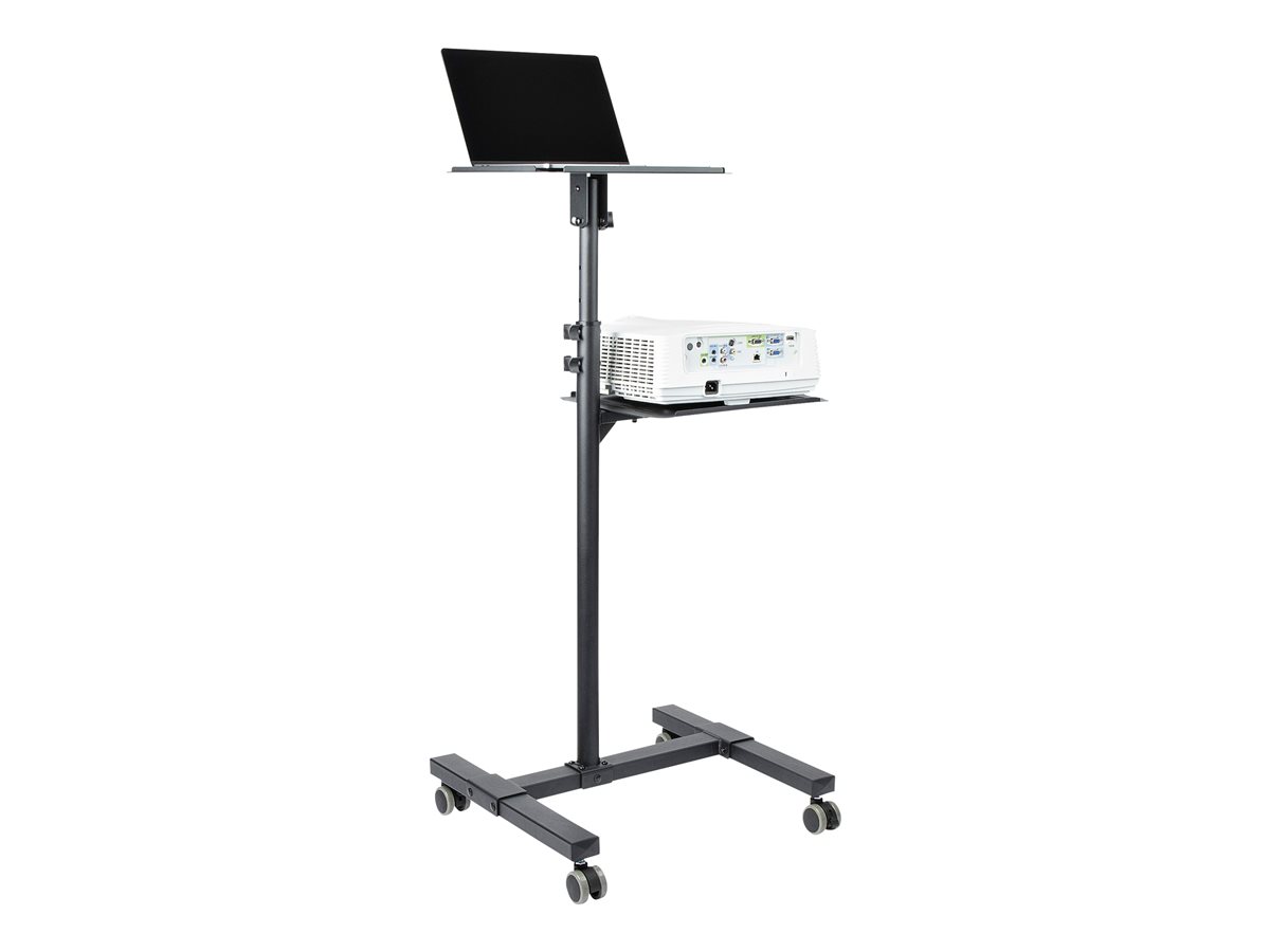 StarTech.com Mobile Projector and Laptop Stand/Cart, Heavy Duty Portable Projector Stand (2 Vented Shelves, hold 22lb/10kg each), Height Adjustable Rolling AV Presentation Cart with Wheels - Lockable Casters vozík - pro projektor/notebook - černá – foto 4