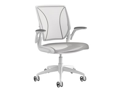 Humanscale Diffrient World Chair task armrests L-shaped swivel mesh, Pinstripe mesh 