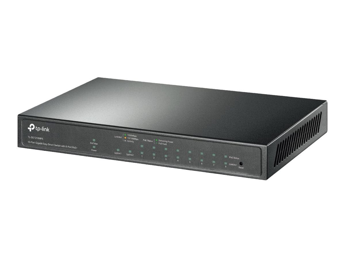TP-Link TL-SG1210MPE V2 switch 10 ports Product shot Right-angle 79850