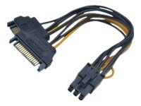 Akasa 15 pin Serial ATA strøm (male) - 6 pin PCI Express-strøm (male) 15cm Strømforsyningsadapter