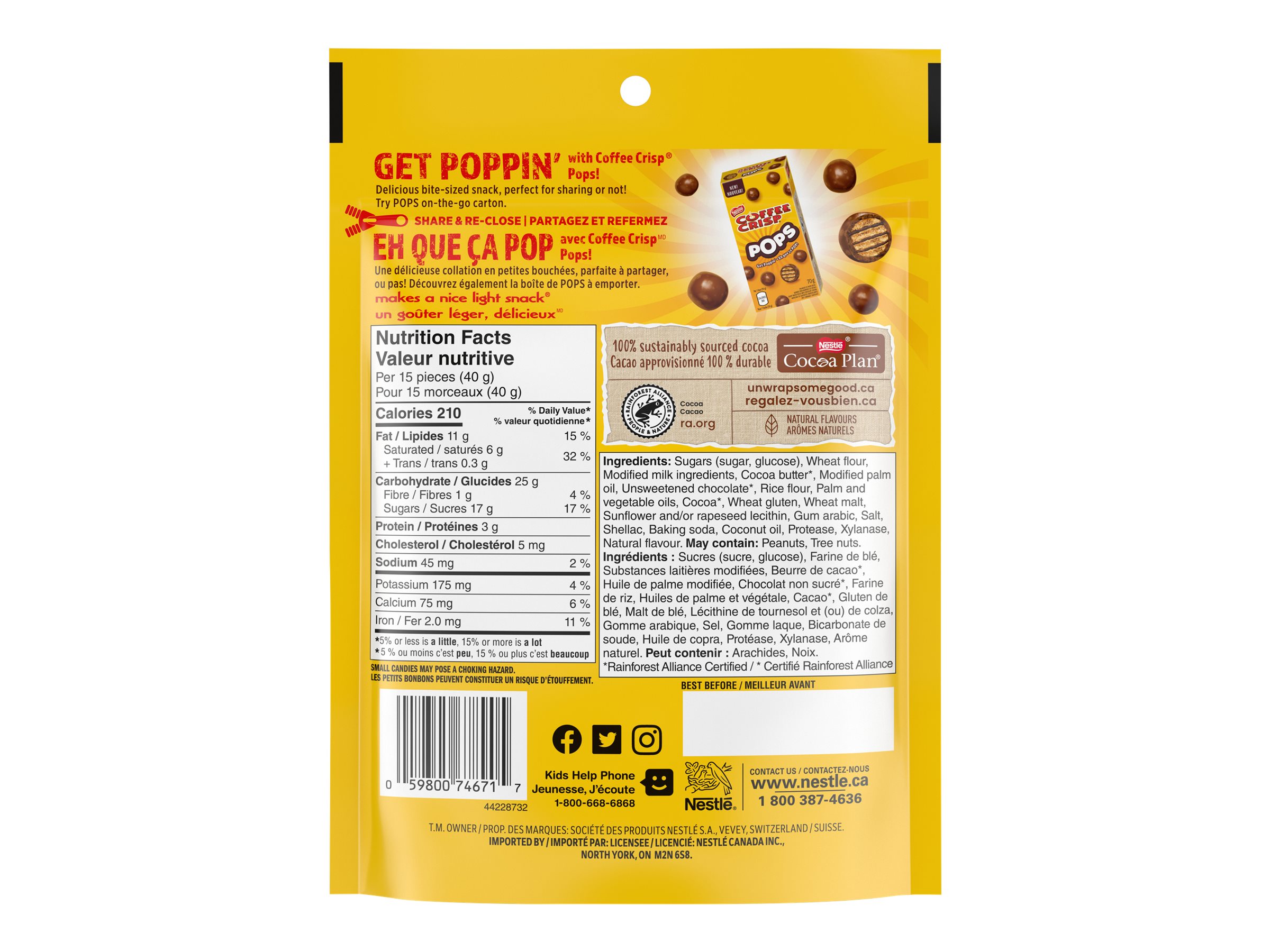 Coffee Crisp POPS - Crispy Wafer Pieces with Chocolaty Coating - 170g