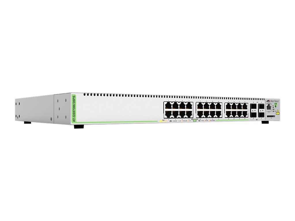 Allied Telesis CentreCOM AT-GS970M/28PS switch 28 ports Product shot Left-angle 79600