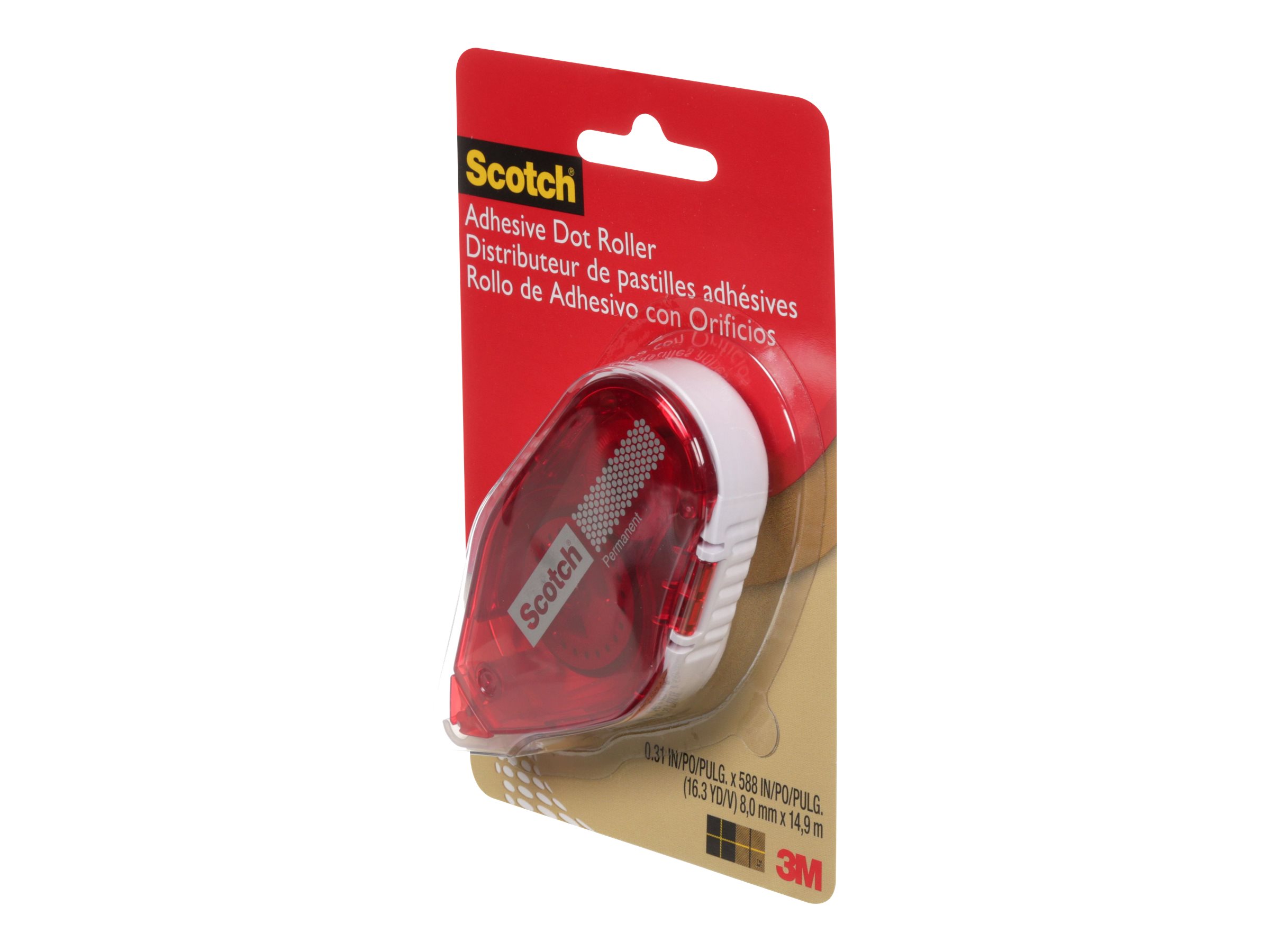 Scotch Adhesive Dot Roller Value Pack 0.3 in x 49 ft. 4/pk