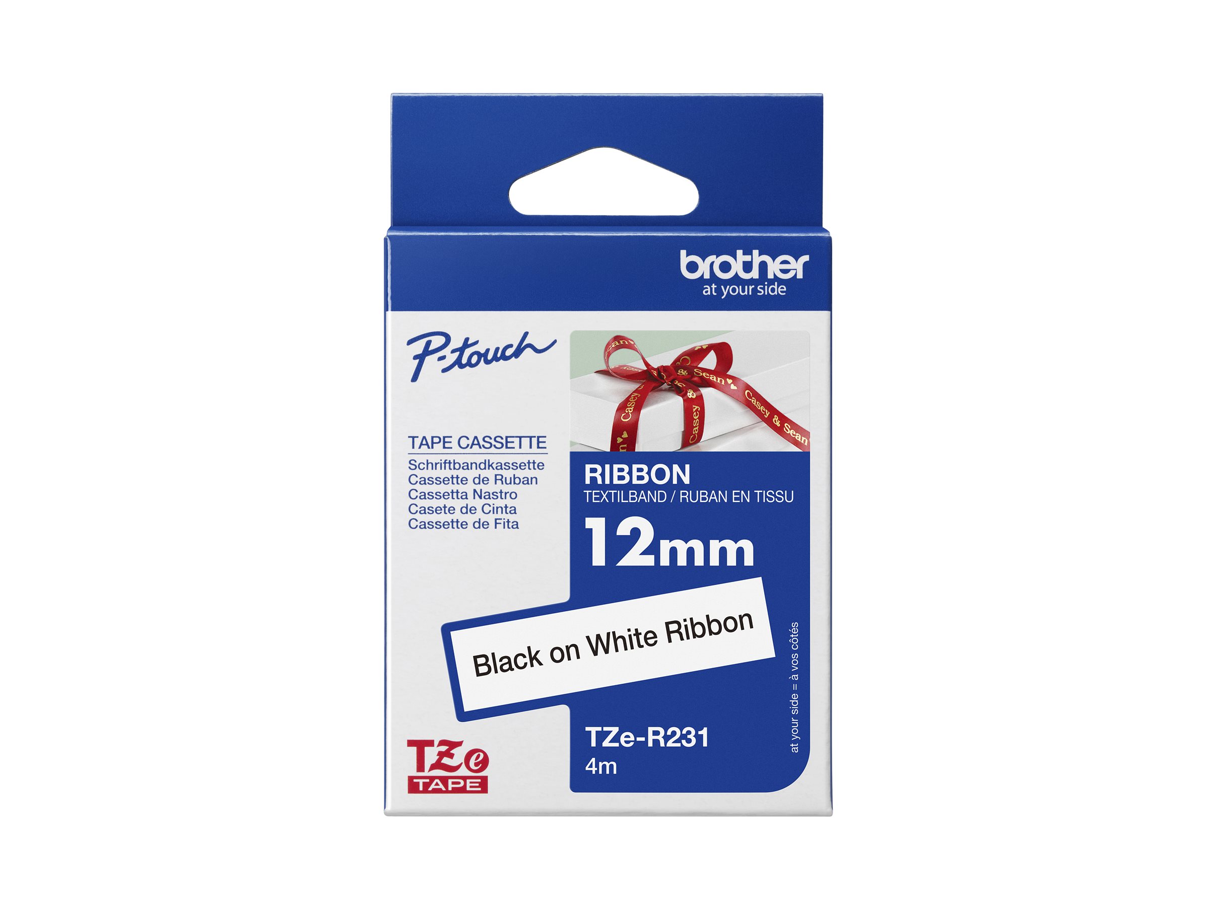 Brother TZe-R231 ribbon tape 1 cassette(s) Roll (1.2 cm x 4 Package view Front 80550
