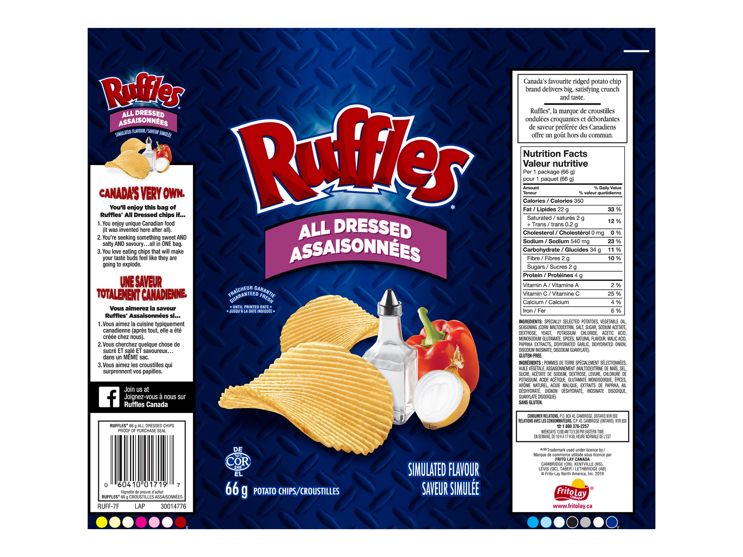 Ruffles Potato Chips - All Dressed - 66g