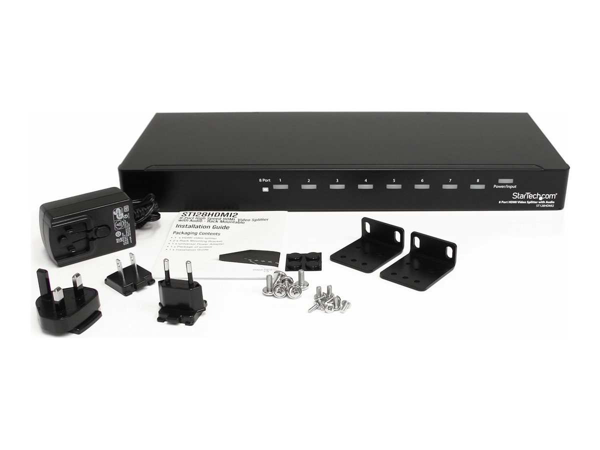 Startech 8 Port HDMI Splitter Mounting Brackets HDMI Multi Port HDMI Hub HDMI Audio Product shot Right-angle 79850