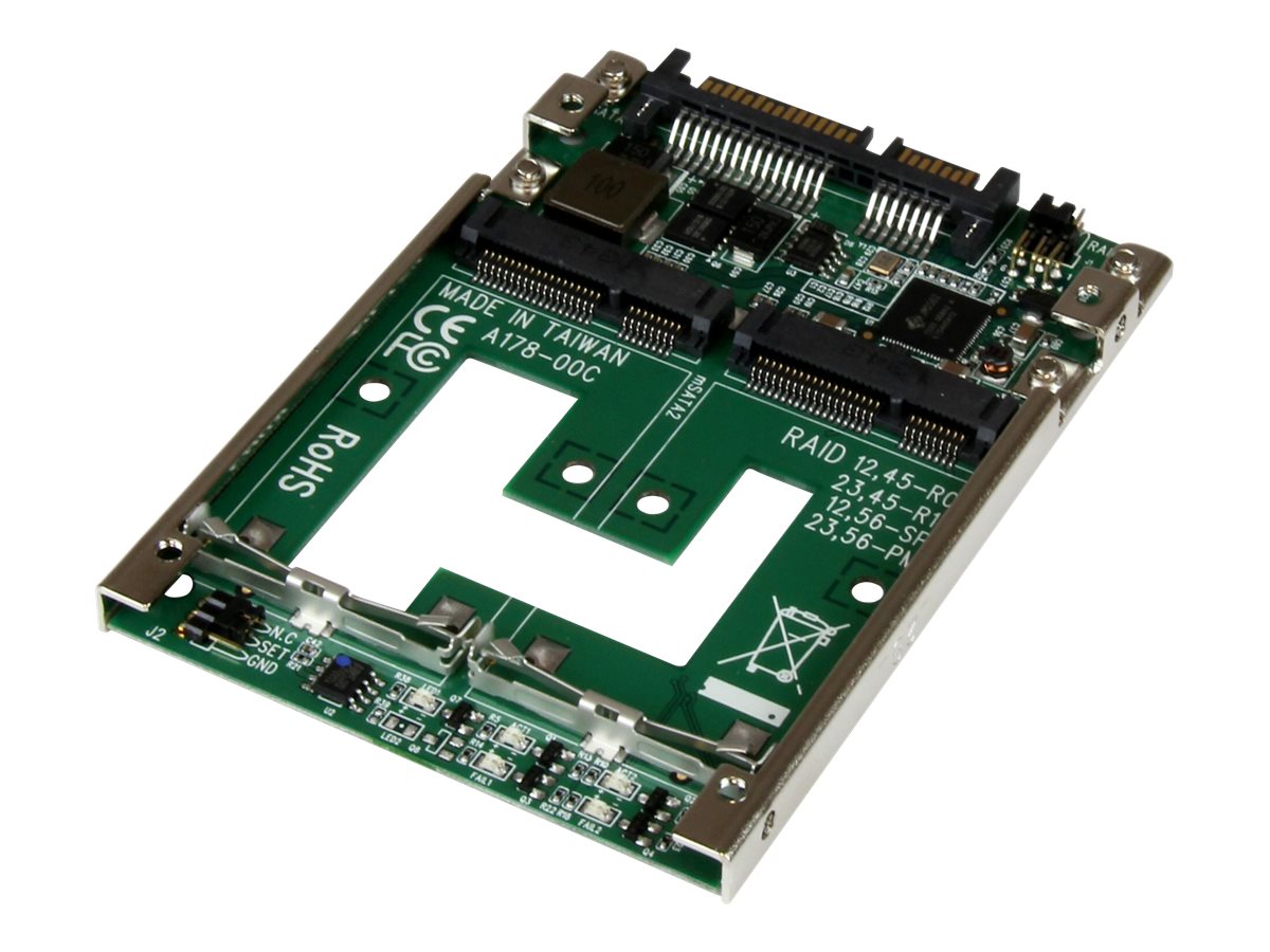 Startech Dual mSATA SSD to 2.5" SATA RAID Adapter Converter - 2x mSATA SSD to 2.5in SATA Adapter with RAID and 7mm Open Frame Housing (25SAT22MSAT) - storage controller - mSATA - SATA 6Gb/s