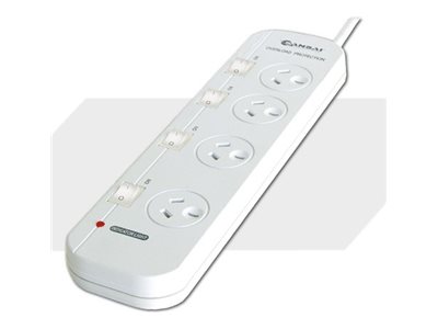 Sansai power strip individually switched 2400 Product shot Right-angle 79250