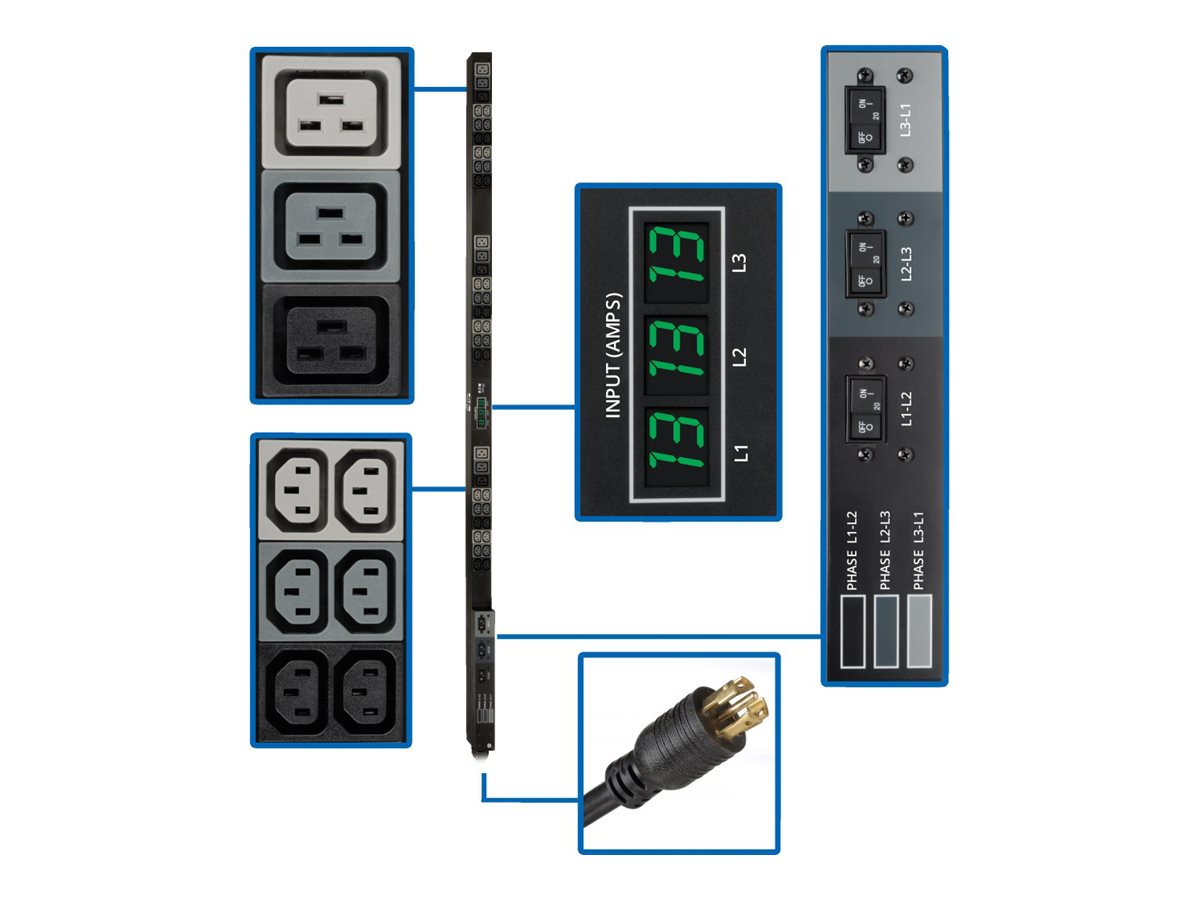Tripp Lite PDU 3-Phase Metered 208V 8.6kW L21-30P 36 C13; 9 C19 0URM TAA