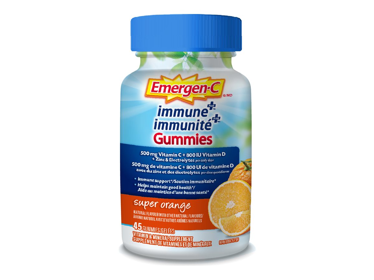 Emergen-C Immune Plus Gummies - Super Orange - 45's