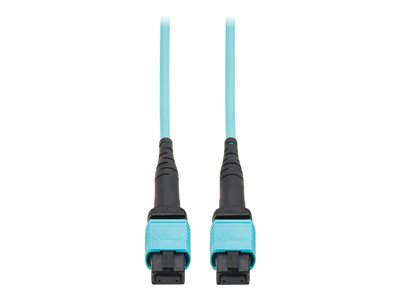 Eaton Tripp Lite Series 100G Multimode 50/125 OM4 Fiber Optic Cable 12F MPO/MPO-PC F/F Type-A Polarity OFNP Aqua 10M TAA