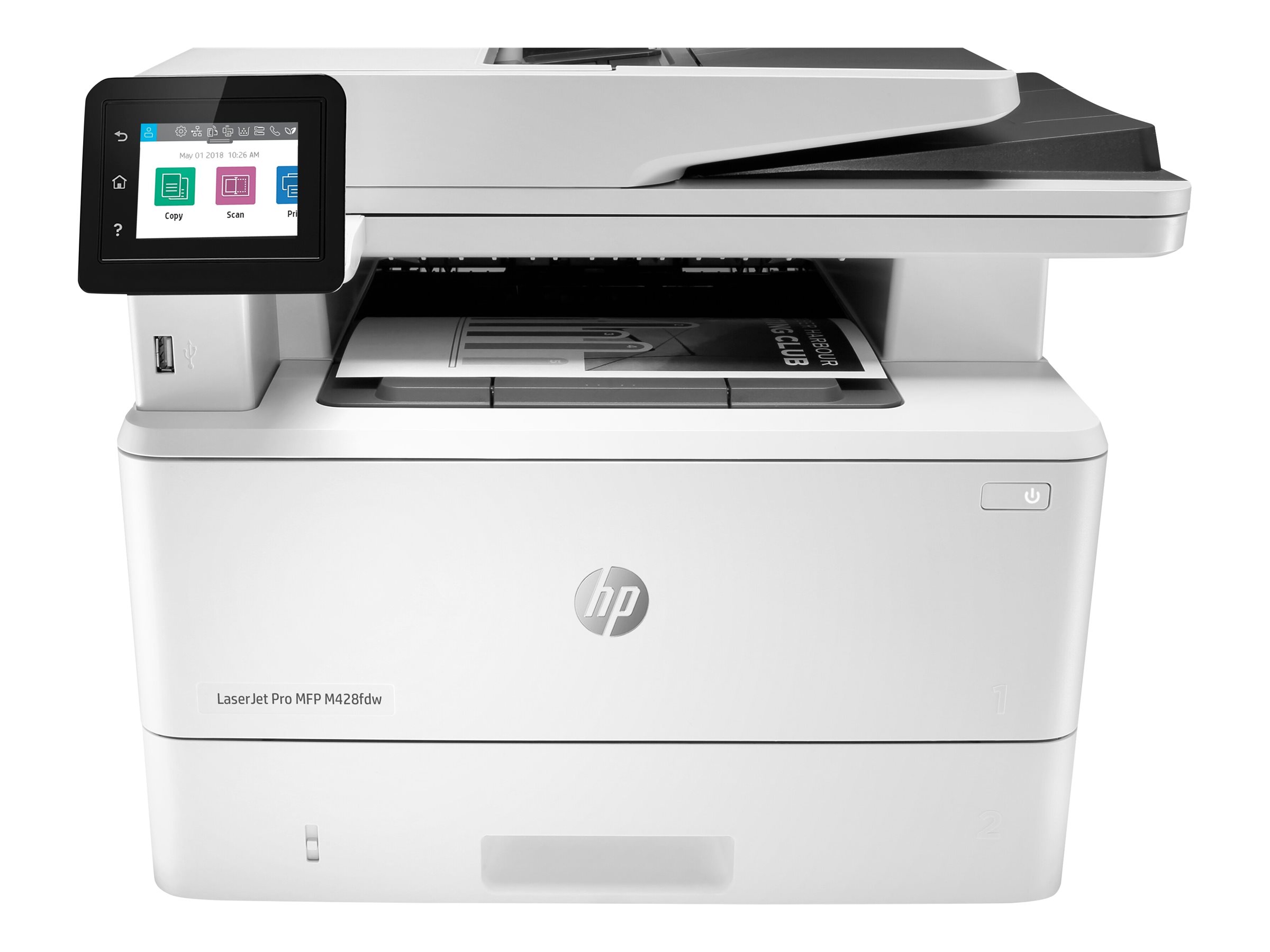HP LaserJet Pro MFP M428fdw multifunction printer Product shot Right-angle 80000