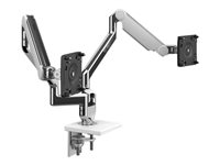 Humanscale M/FLEX M2.1 - Mounting kit (monitor arm) - for 2 LCD displays - recycled aluminium - polished aluminium with white trim - mounting interface: 100 x 100 mm - desk-mountable