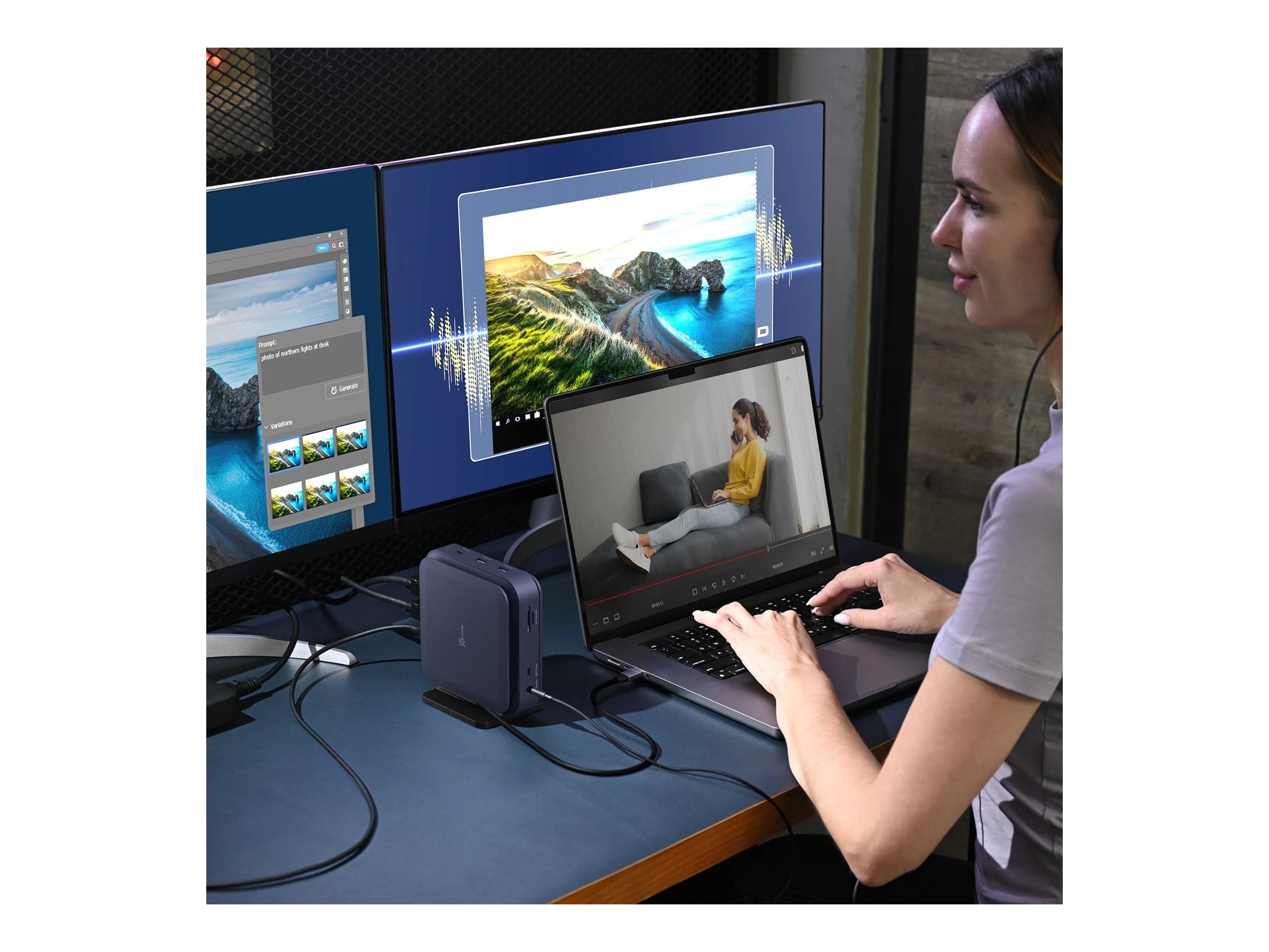 j5create JCD3196, docking station, USB-C / USB4, 2 x HDMI, 1GbE - Image 6