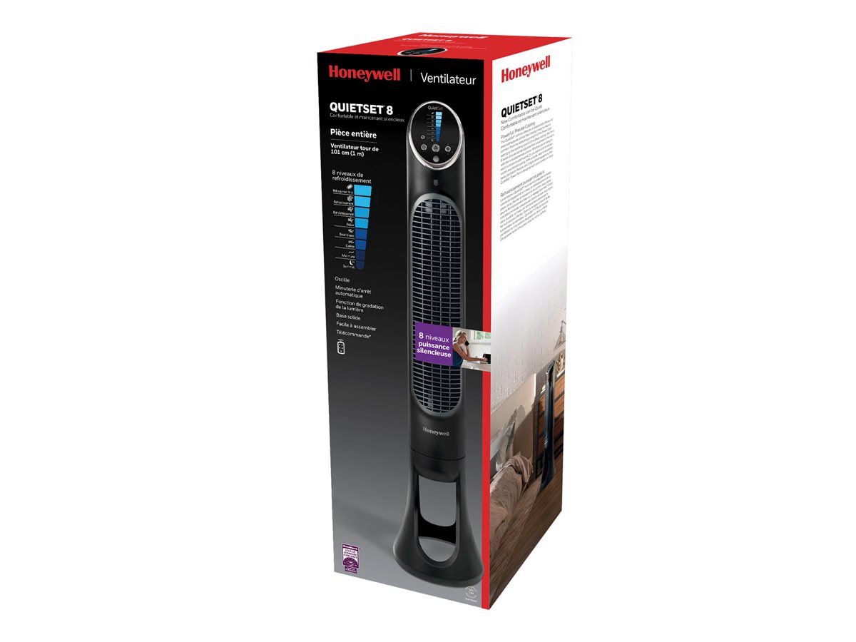 Honeywell QuietSet 8 Tower Cooling Fan - Black - HYF290BCV1