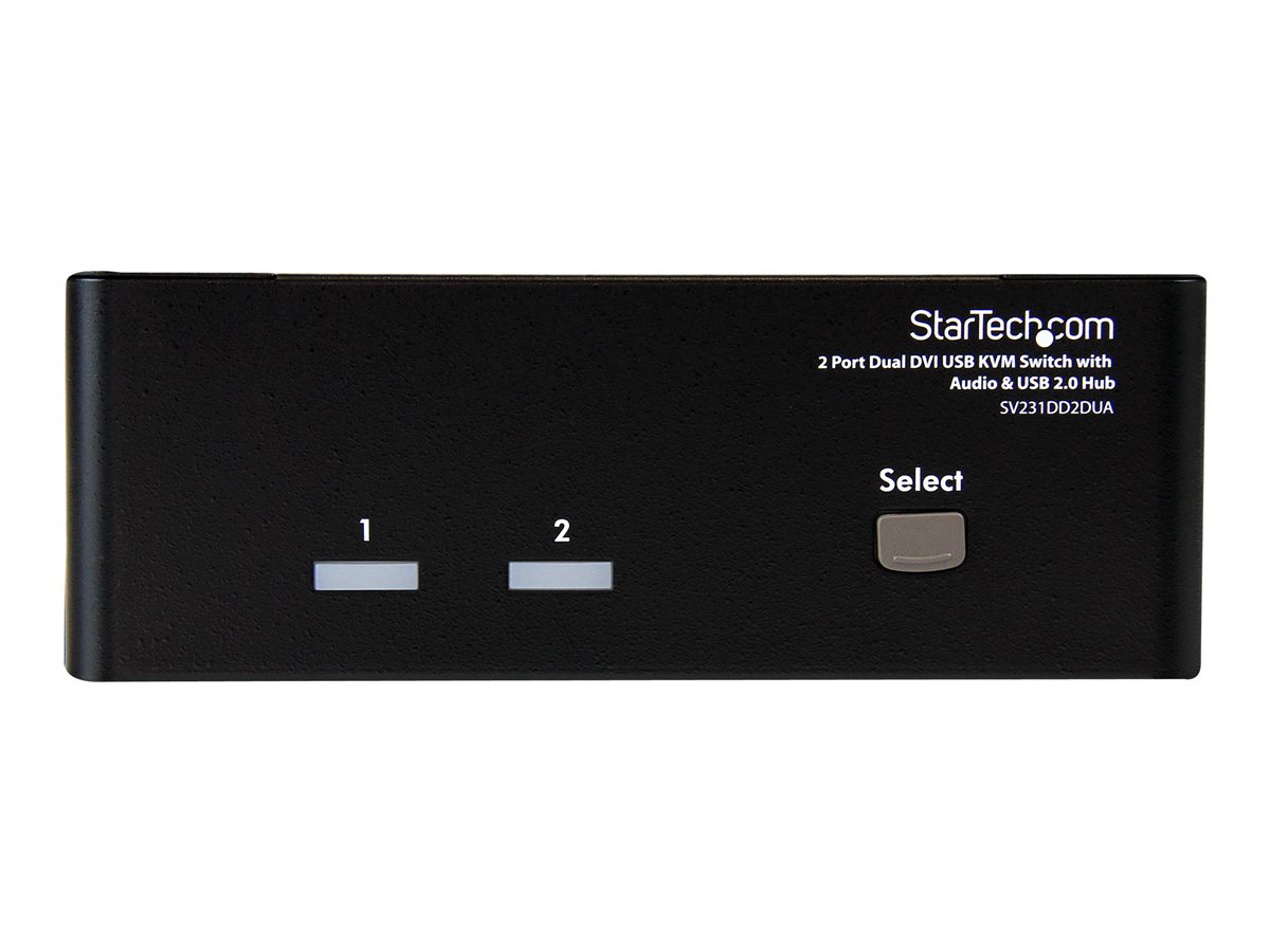 StarTech.com DVI KVM Switch with Audio & USB 2.0 Hub - 2-Port USB KVM Switch - 1920 x 1200 - Dual Monitor KVM Switch (SV231DD2DUA) - přepínač KVM / audio / USB - 2 porty – foto 2
