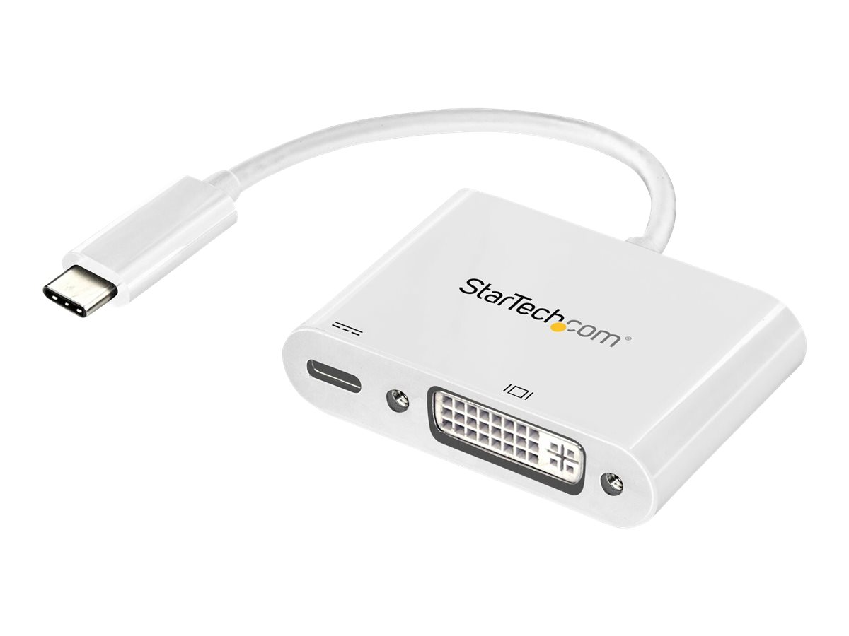 StarTech.com USB C to DVI Adapter with Power Delivery, 1080p USB Type-C to DVI-D Single Link Video Display Converter with Charging, 60W PD Pass-Through, Thunderbolt 3 Compatible, White