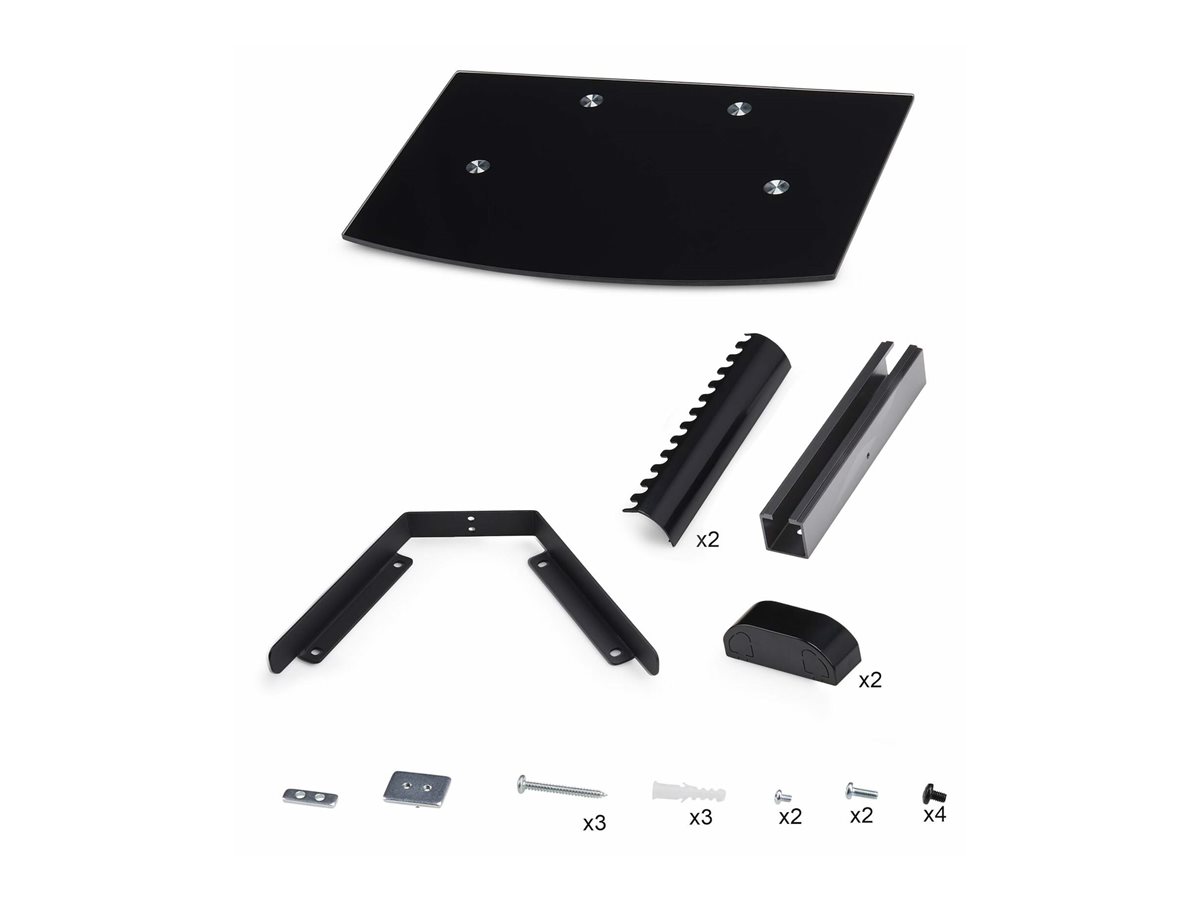 StarTech.com Floating Wall-Mounted AV Shelf, Adjustable Height Shelf For Under TV, Organize A/V Equipment On Black Tempered Glass Shelf police - pro komponenty audio/video - černá – foto 6