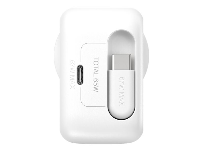 Belkin UltraCharge power adapter retractable GAN USB-C 67 Product shot Front 79500