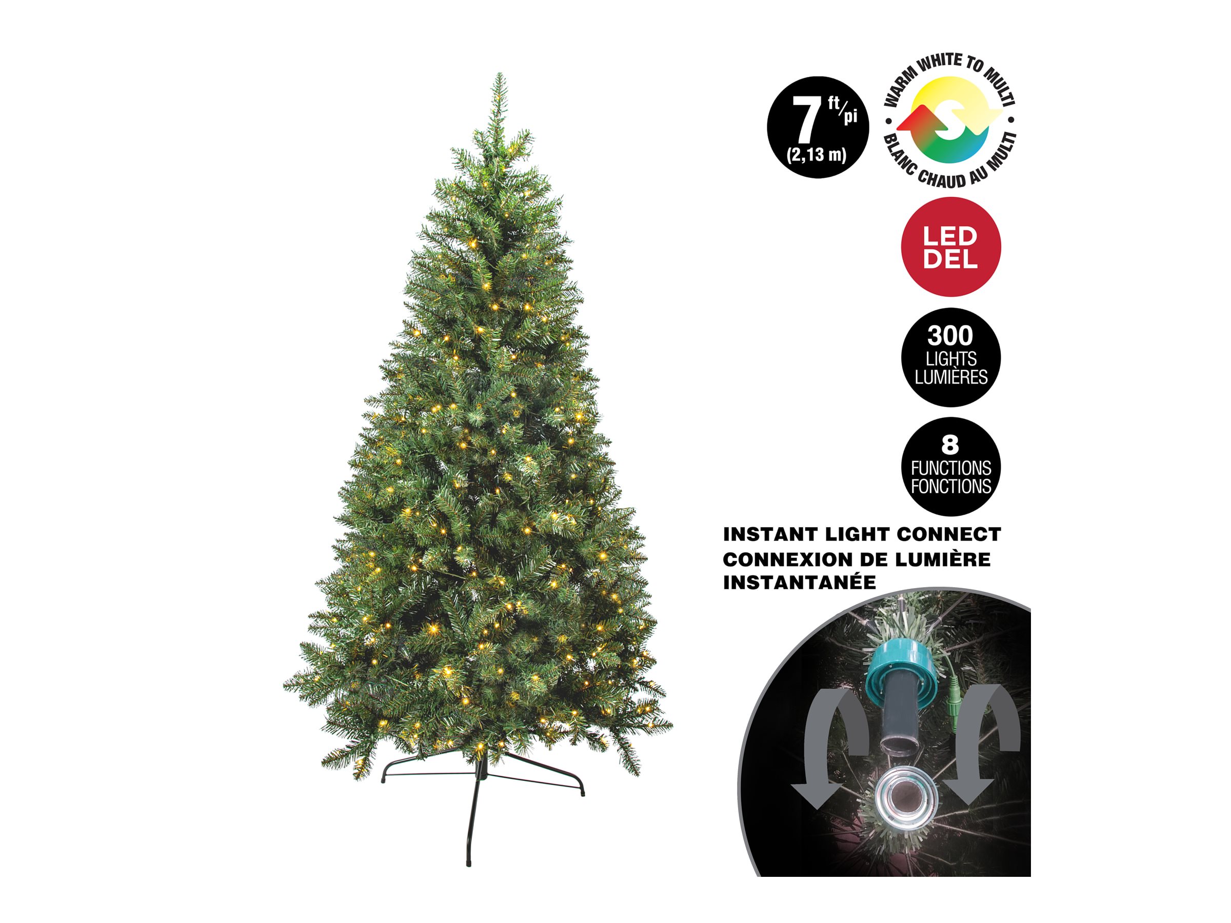 Danson Decor Artificial Christmas Tree with String Lights - 2.13m - Green