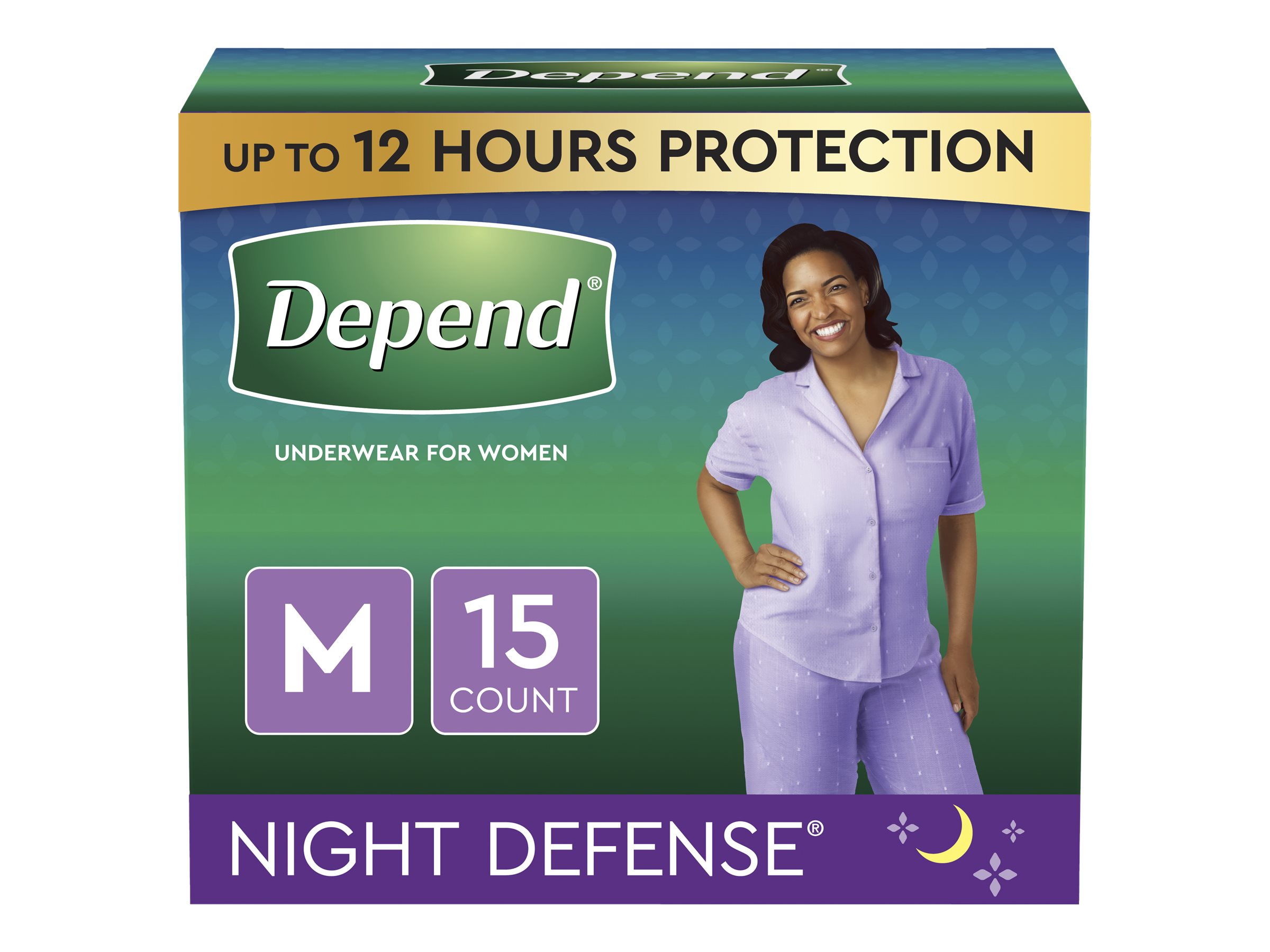 Depend Night Defense Incontinence Underwear for Women - Overnight  Absorbency - Medium - 15s
